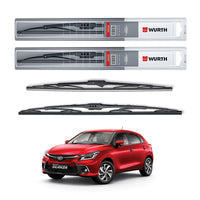 Wurth Metal Wiper Blades for Toyota Glanza – 21” Driver + 18” Passenger (Set of 2) | All-Weather Premium Quality