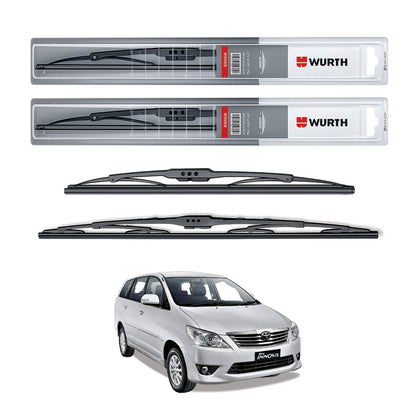 Wurth Metal Wiper Blades for Toyota Innova – 26” Driver + 16” Passenger (Set of 2) | All-Weather Premium Quality