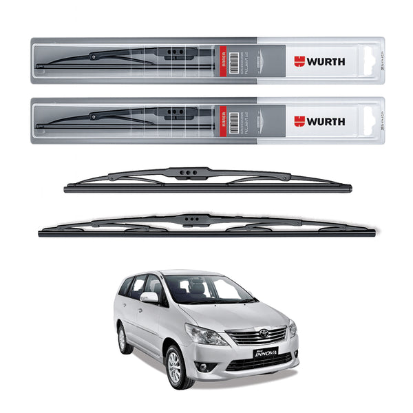Wurth Metal Wiper Blades for Toyota Innova – 26” Driver + 16” Passenger (Set of 2) | All-Weather Premium Quality