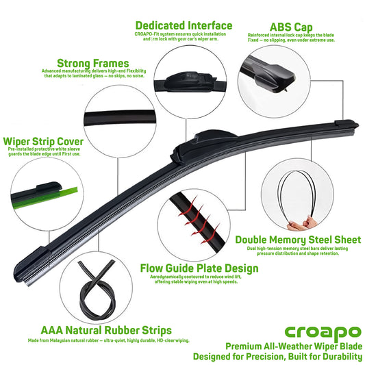 Chevrolet Aveo Soft Frameless Wiper Blades – 22” Driver & 16” Passenger | Set of 2