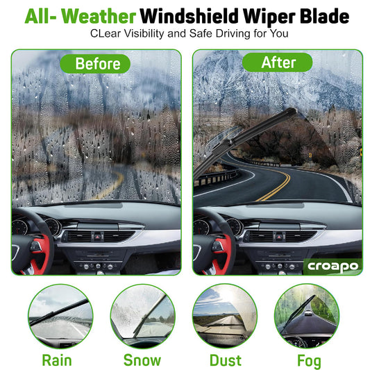 Croapo Frameless Windshield Wiper Blades for Toyota Innova  – 26” Driver & 16” Passenger (Set of 2)