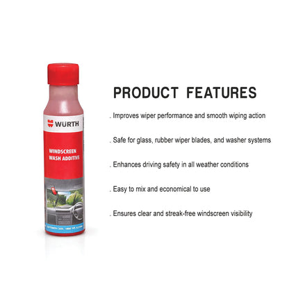 Würth Windscreen Wash Additive – 32 ml | Concentrated Windshield Cleaner for Clear Visibility