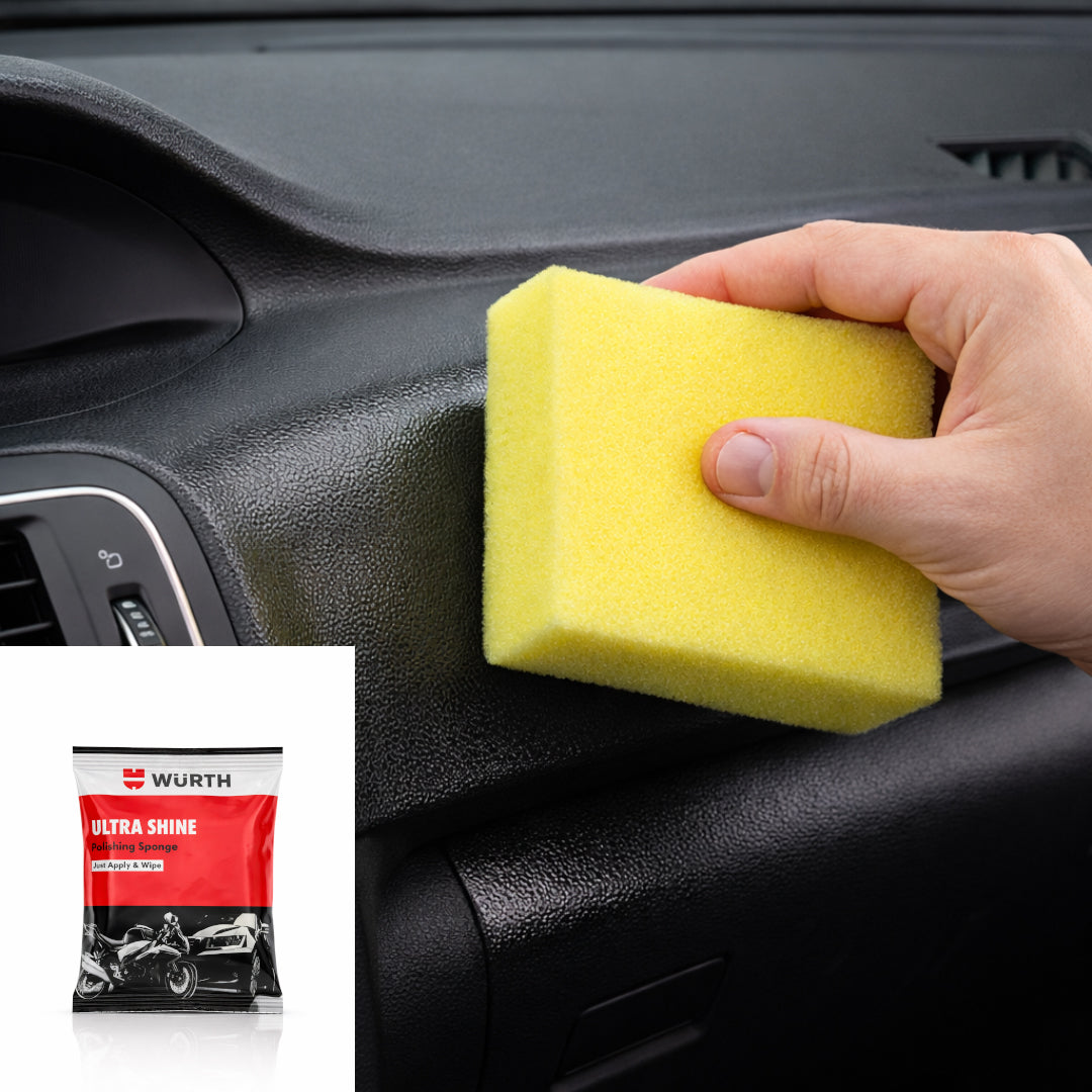 Wurth Ultra Shine Polishing Sponge for Car Dashboard & Interior | Instant Shine, Easy Apply & Wipe | Foam Applicator Pad | Pack of 5