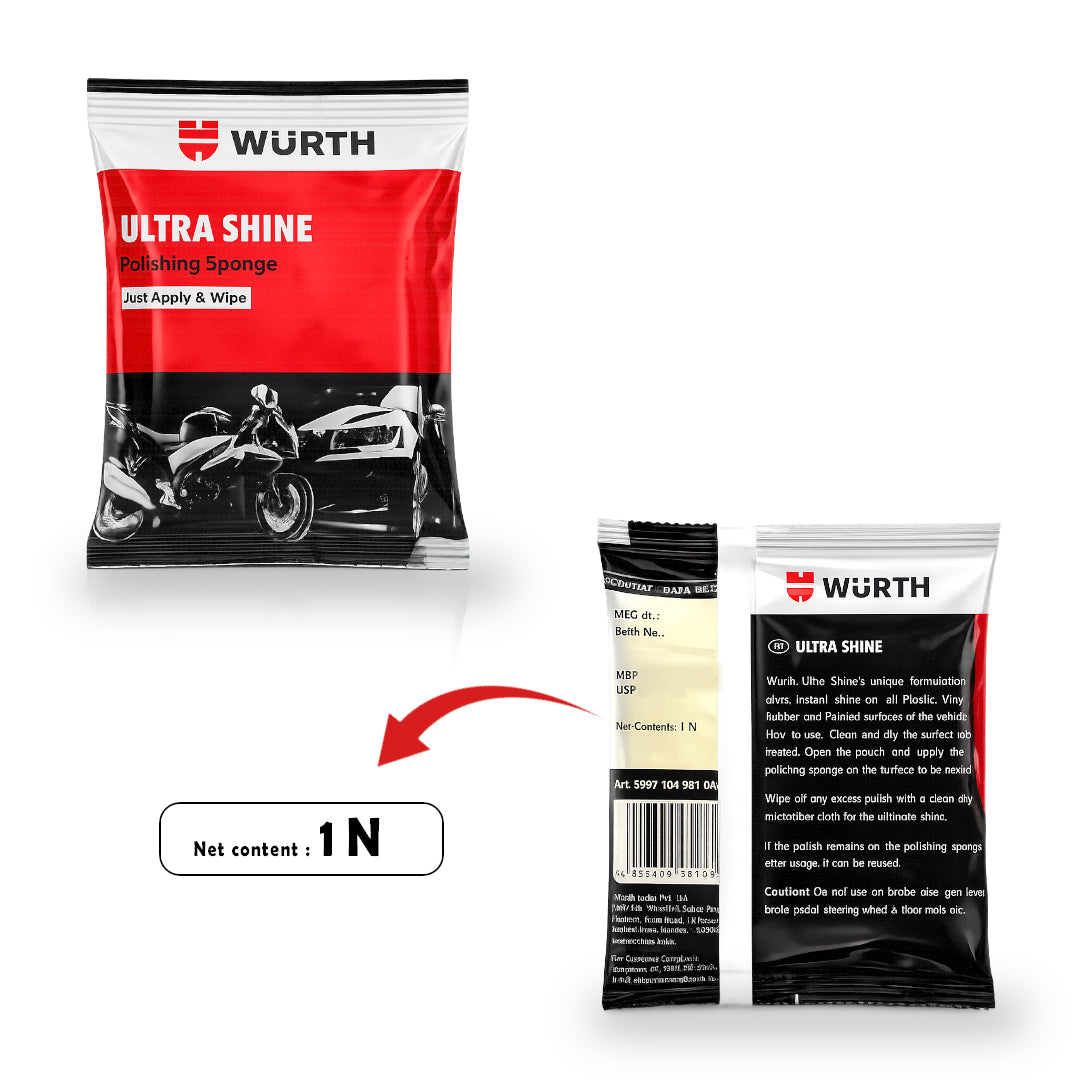 Wurth Ultra Shine Polishing Sponge for Car Dashboard & Interior | Instant Shine, Easy Apply & Wipe | Foam Applicator Pad | Pack of 5
