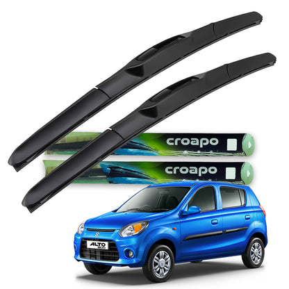 Croapo Front Hybrid Wiper Blades for Maruti Suzuki Alto 800 (All Models) – 18” Driver & 16” Passenger (Set of 2)