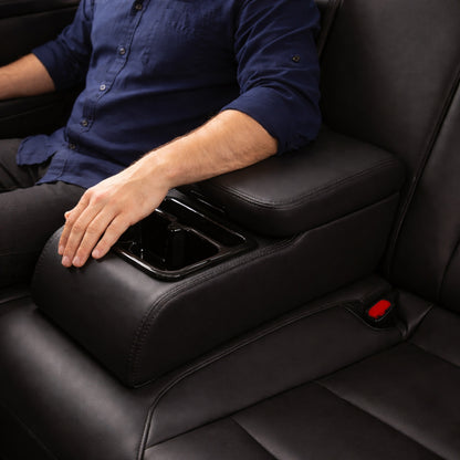 Car Rear Seat Armrest Console with Cup Holder | Foldable Arm Rest Cushion | Premium Foam & PU Leather | Storage Box | Universal Fit for Cars (Black)