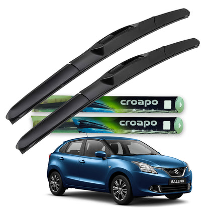 Croapo Front Hybrid Wiper Blades for Maruti Suzuki Baleno (2017–Onwards) – 21” Driver & 19” Passenger (Set of 2)