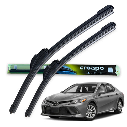 Croapo Frameless Windshield Wiper Blades for Toyota Camry (2018) – 24” Driver & 18” Passenger (Set of 2)