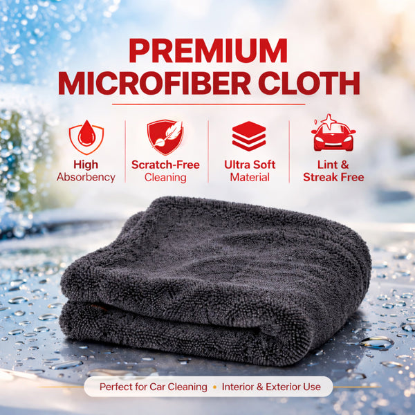 1200 GSM Microfiber Car Cleaning Cloth – Ultra Soft, Scratch-Free, High Absorbent Drying Towel (40x40 cm, Grey)