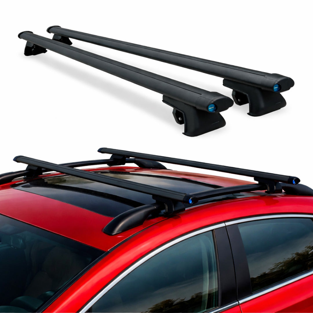 Universal Roof Rack Cross Bars – Bond Style Aluminum Cargo Carrier | Anti-Theft Lock | Adjustable Heavy Duty Rooftop Crossbars (Silver)