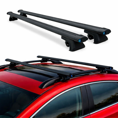 Universal Roof Rack Cross Bars – Bond Style Aluminum Cargo Carrier | Anti-Theft Lock | Adjustable Heavy Duty Rooftop Crossbars (Silver)