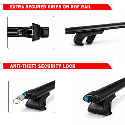 Universal Roof Rack Cross Bars | Adjustable Aluminum Cargo Carrier | Anti-Theft Locking System | Heavy Duty Rooftop Luggage Crossbars for Cars & SUVs | Black