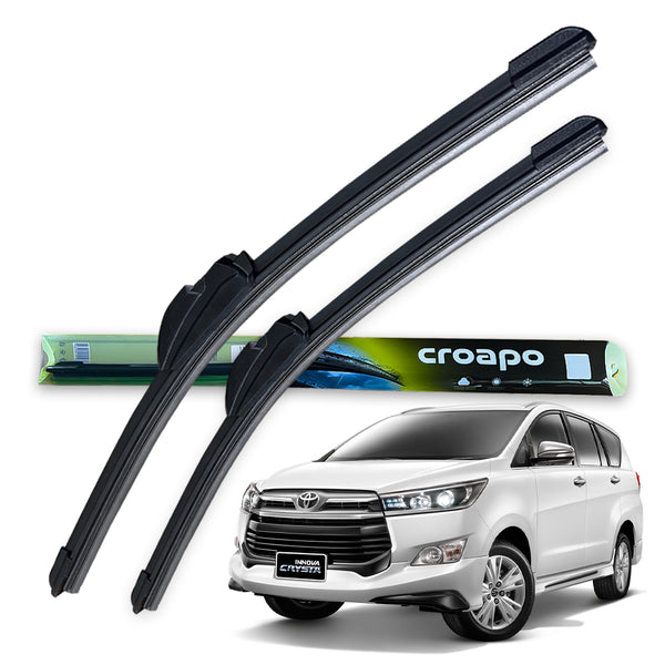 Croapo Frameless Windshield Wiper Blades for Toyota Innova Crysta – 26” Driver & 16” Passenger (Set of 2)