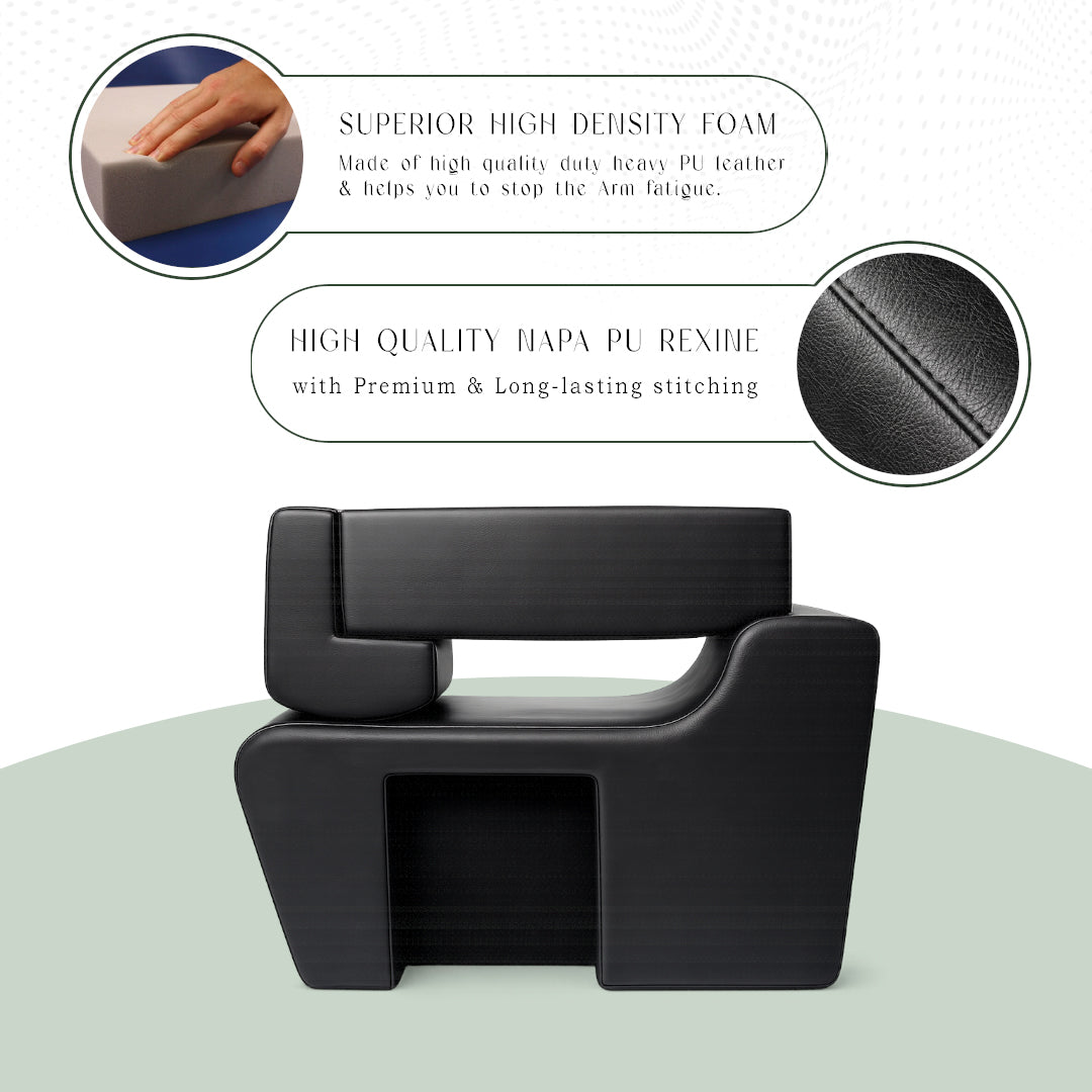 Car Central Seat Armrest for Toyota Innova Crysta | Foldable Console with Dual Cup Holder | Premium PU Leather & High Density Foam (Black)