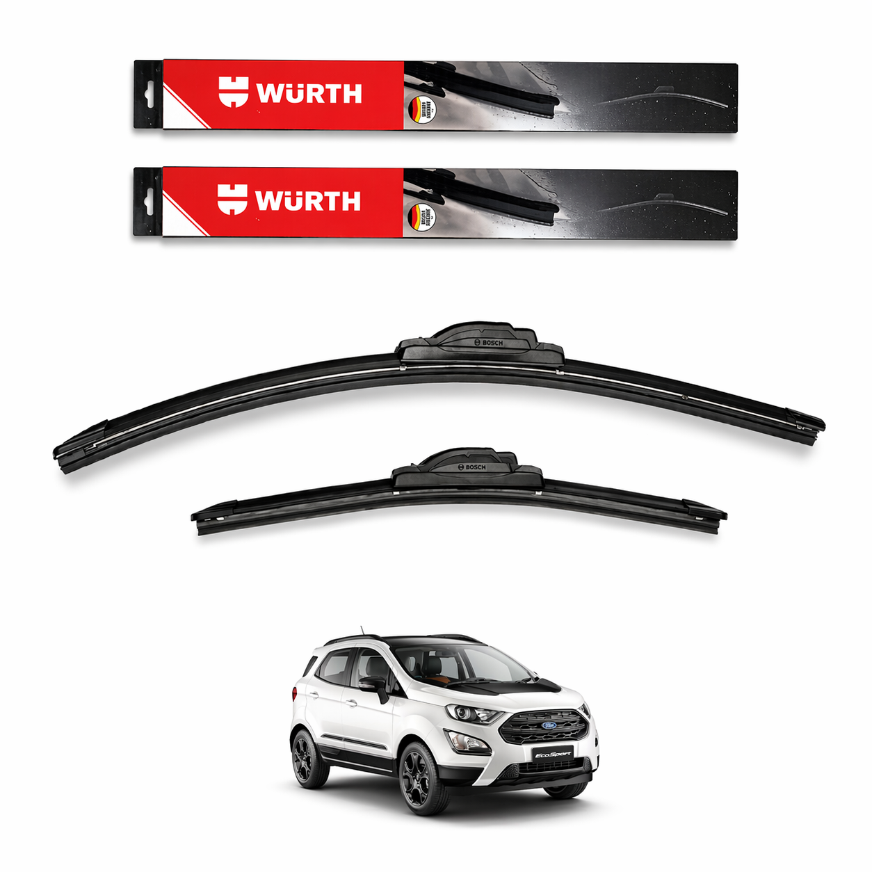 WÜRTH Soft Wiper Blade for Ford EcoSport | 22" + 16" Set | Flat Frameless | Streak-Free