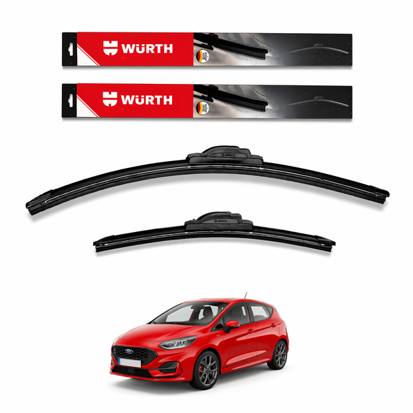 WÜRTH Soft Wiper Blade for Ford Fiesta | 22" + 16" Set | Flat Frameless | Streak-Free