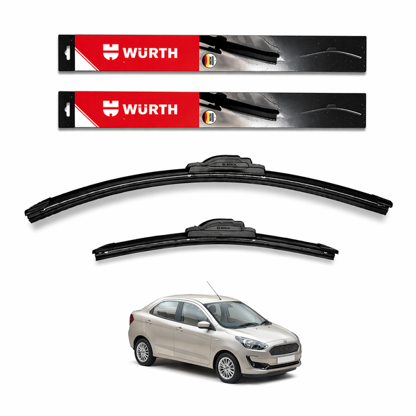 WÜRTH Soft Wiper Blade for Ford Figo Aspire | 22" + 16" Set | Flat Frameless | Streak-Free