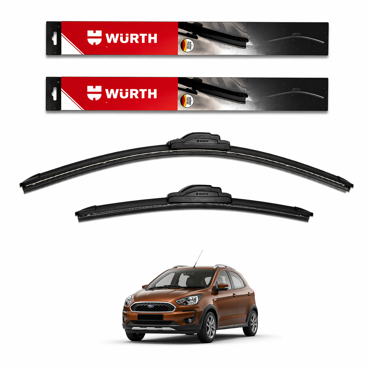 WÜRTH Soft Wiper Blade for Ford Freestyle | 24" + 20" Set | Flat Frameless | Streak-Free