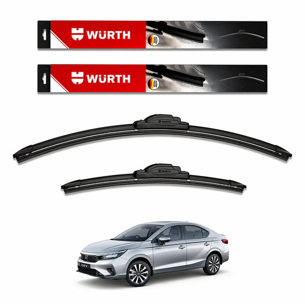 WÜRTH Soft Wiper Blade for Honda City 5th Gen | 24" + 14" Set | Flat Frameless | Streak-Free