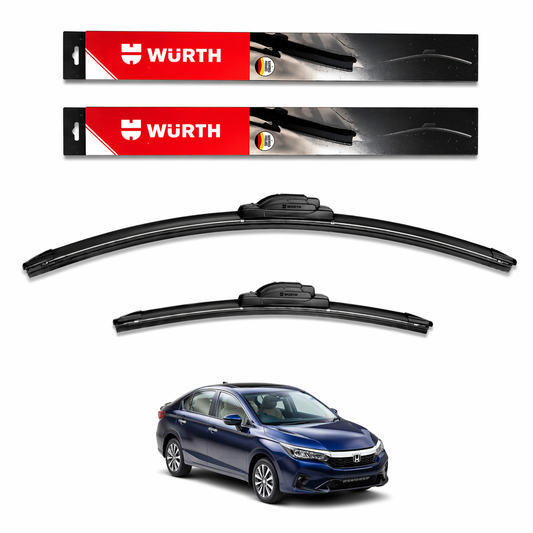 WÜRTH Soft Wiper Blade for Honda City ZXi | 22" + 14" Set | Flat Frameless | Streak-Free