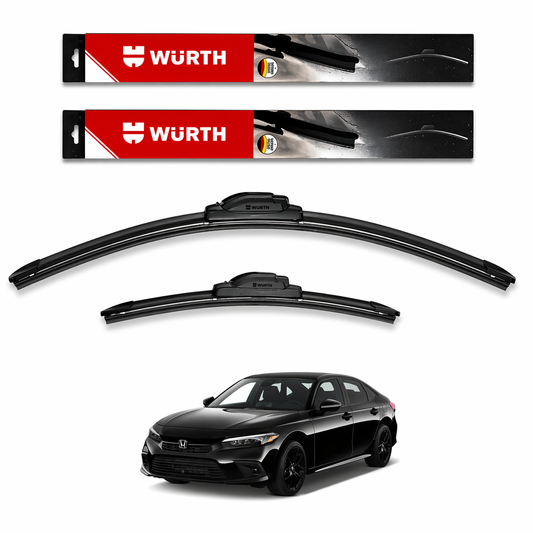 WÜRTH Soft Wiper Blade for Honda Civic | 26" + 16" Set | Flat Frameless | Streak-Free