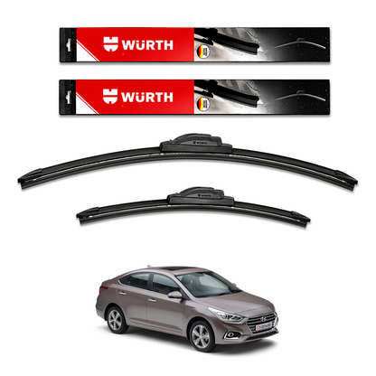 WÜRTH Soft Wiper Blade for Hyundai Verna 2017 | 24" + 16" Set | Flat Frameless | Streak-Free