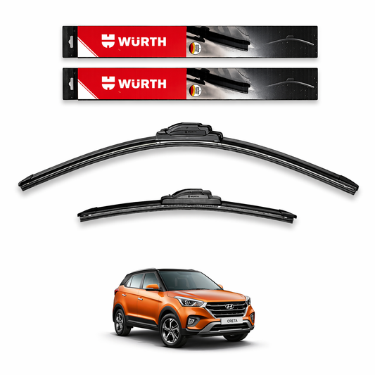 WÜRTH Soft Wiper Blade for Hyundai Creta (2016–2019) | 26" + 16" Set | Flat Frameless | Streak-Free