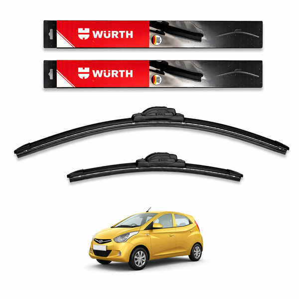 WÜRTH Soft Wiper Blade for Hyundai Eon | 22" + 14" Set | Flat Frameless | Streak-Free