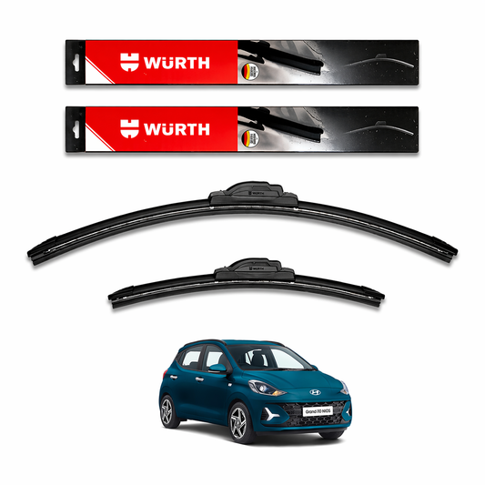 WÜRTH Soft Wiper Blade for Hyundai Grand i10 Nios | 22" + 16" Set | Flat Frameless | Streak-Free