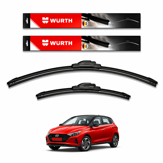 WÜRTH Premium Soft Wiper Blade for Hyundai i20 2020 | 24" + 16" Set | Flat Frameless | Streak-Free