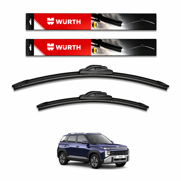 WÜRTH Soft Wiper Blade for Hyundai Venue | 24" + 18" Set | Flat Frameless | Streak-Free