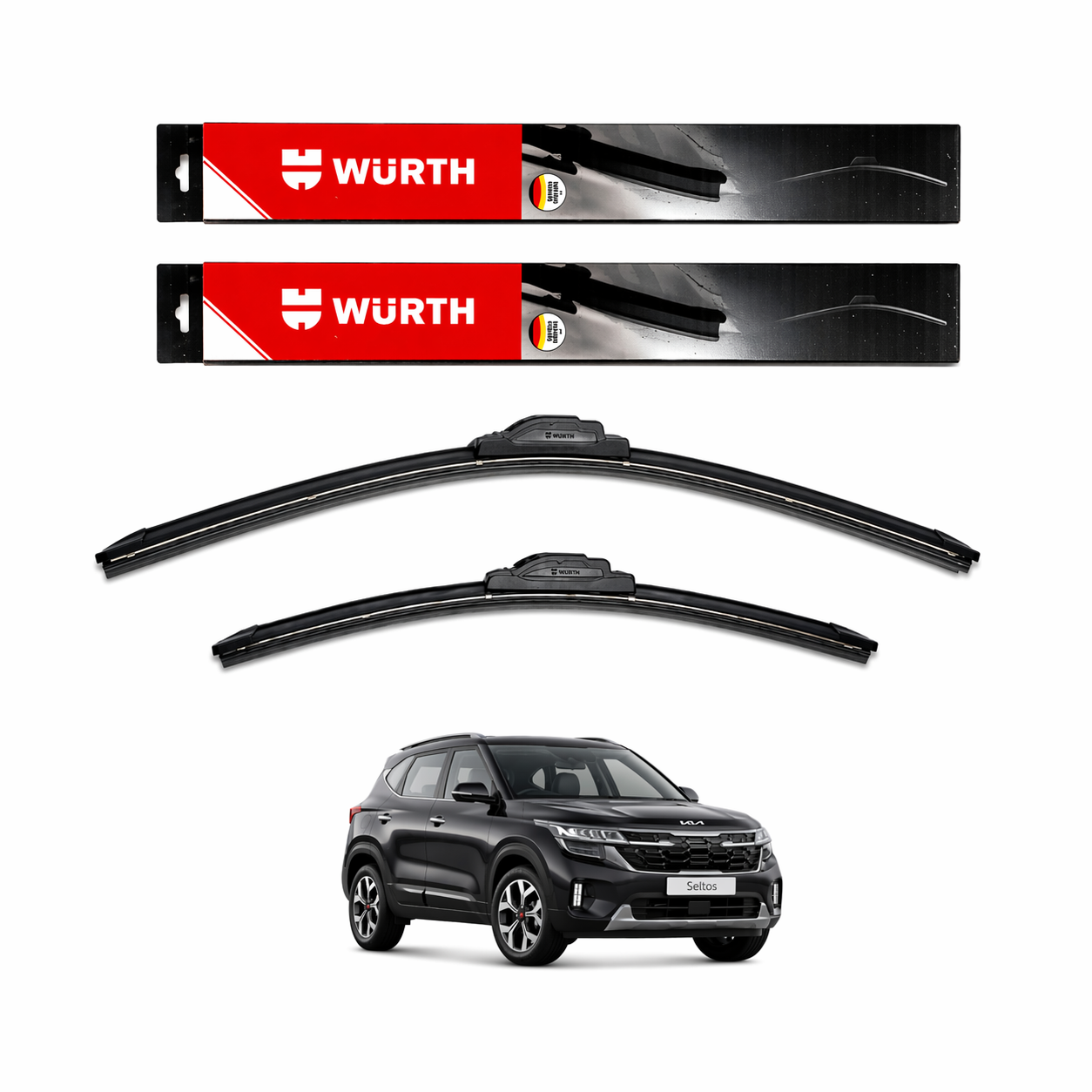 WÜRTH Soft Wiper Blade for Kia Seltos | 24" + 18" Set | Flat Frameless | Streak-Free