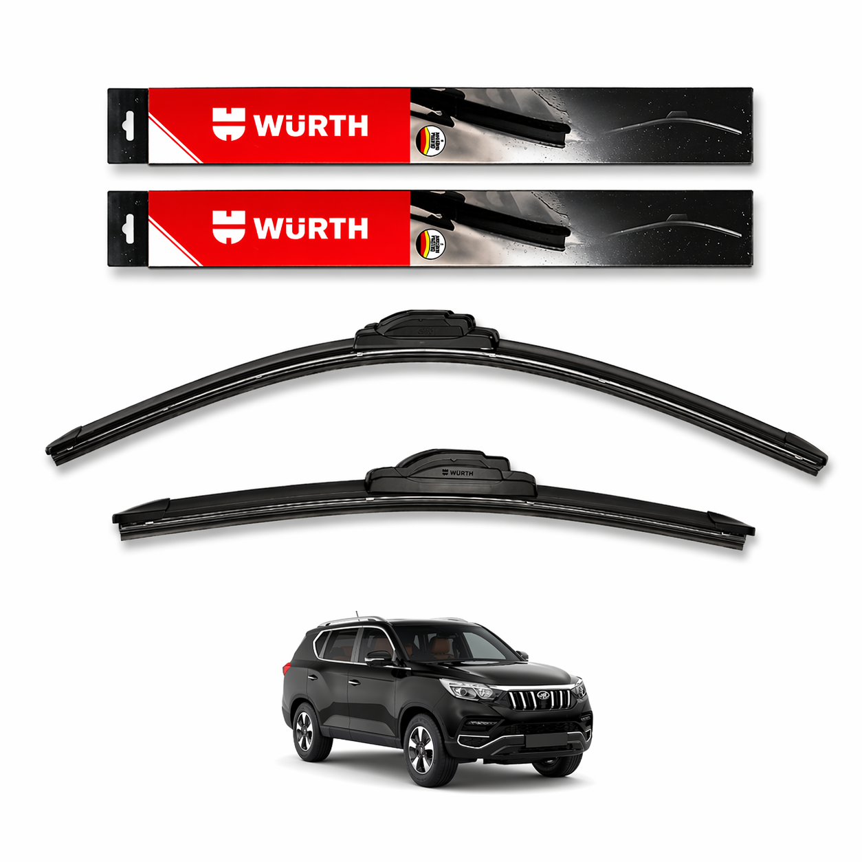 WÜRTH Soft Wiper Blade for Mahindra Alturas G4 | 24" + 20" Set | Flat Frameless | Streak-Free