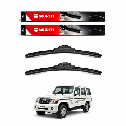 WÜRTH Soft Wiper Blade for Mahindra Bolero | 20" + 20" Set | Flat Frameless | Streak-Free