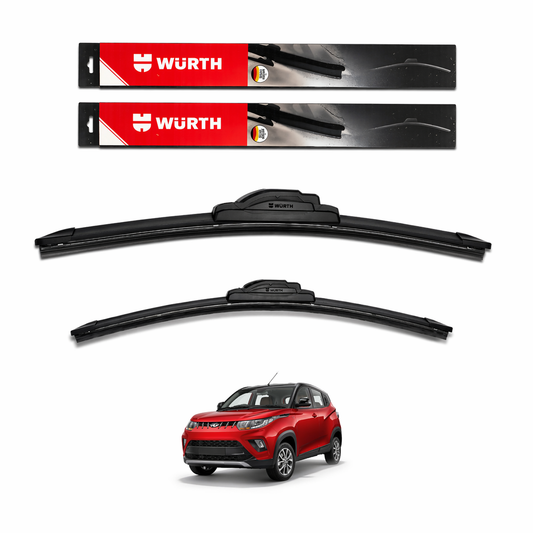 WÜRTH Soft Wiper Blade for Mahindra KUV100 | 22" + 16" Set | Flat Frameless | Streak-Free