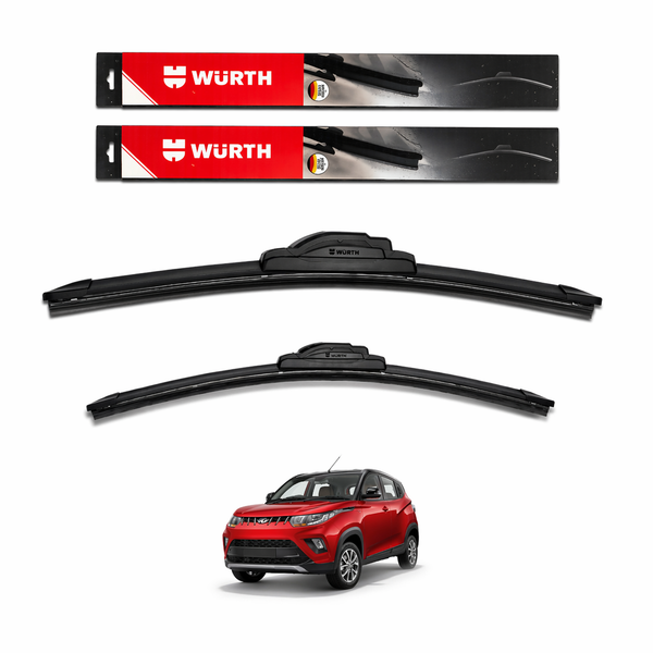 WÜRTH Soft Wiper Blade for Mahindra KUV100 | 22" + 16" Set | Flat Frameless | Streak-Free