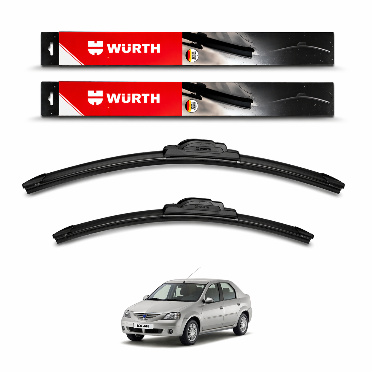 WÜRTH Premium Soft Wiper Blade for Mahindra Logan | 21" + 19" Set | Flat Frameless | Streak-Free