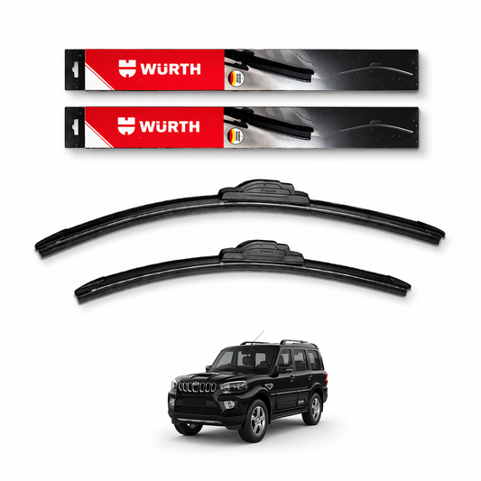 WÜRTH Soft Wiper Blade for Mahindra Scorpio | 21" + 19" Set | Flat Frameless | Streak-Free