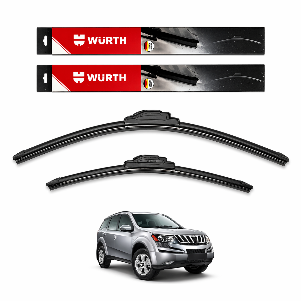WÜRTH Soft Wiper Blade for Mahindra XUV500 (2011–2015) | 26" + 18" Set | Flat Frameless | Streak-Free