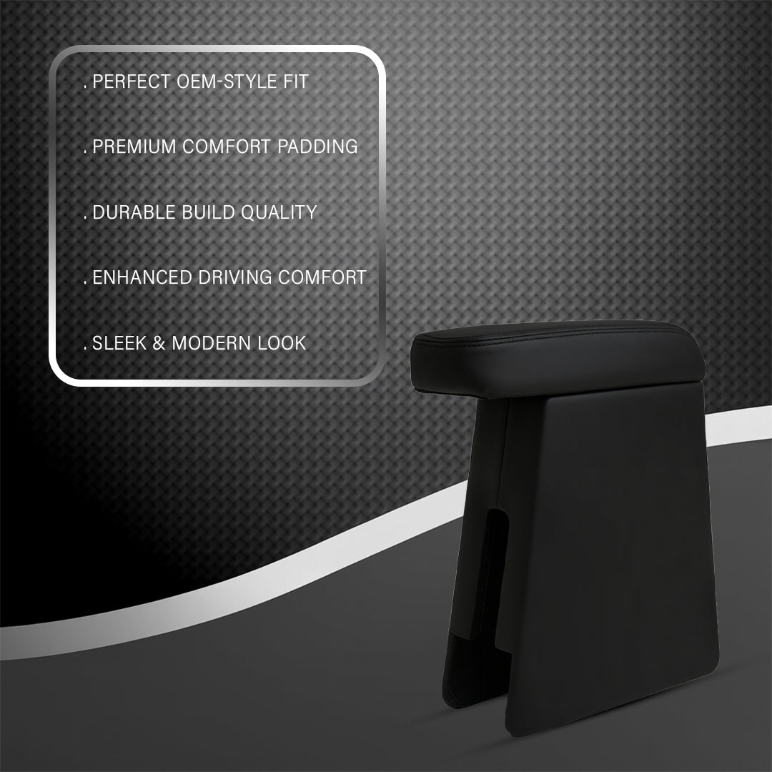 Car Center Armrest with Storage for Maruti Suzuki WagonR Old Model | Adjustable | Premium Leather Finish (Black)