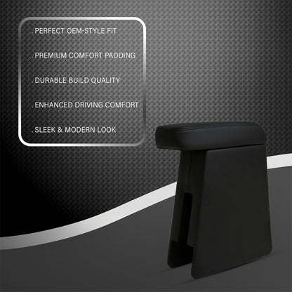 Car Center Armrest with Storage for Maruti Suzuki WagonR Old Model | Adjustable | Premium Leather Finish (Black)