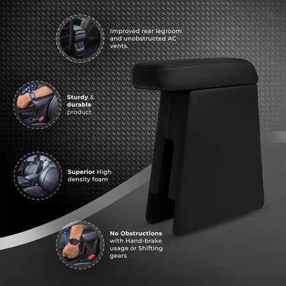 Car Center Armrest with Storage for Maruti Suzuki WagonR Old Model | Adjustable | Premium Leather Finish (Black)