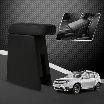 Car Center Armrest with Storage for Maruti Suzuki Duster | Adjustable | Premium Leather Finish (Black)