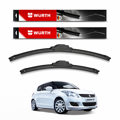 WÜRTH Soft Wiper Blade for Maruti Suzuki Swift (2012–2016) | 21" + 19" Set | Flat Frameless | Streak-Free