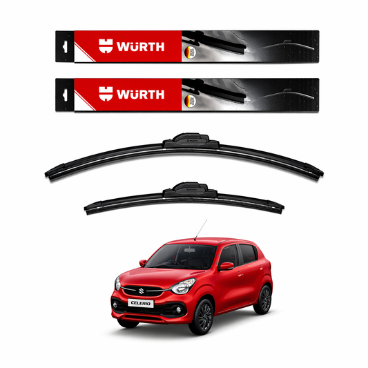 WÜRTH Soft Wiper Blade for Maruti Suzuki Celerio | 21" + 14" Set | Flat Frameless | Streak-Free