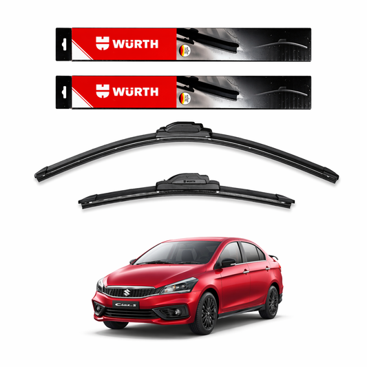 WÜRTH Soft Wiper Blade for Maruti Suzuki Ciaz | 24" + 16" Set | Flat Frameless | Streak-Free