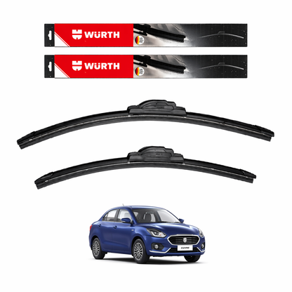 WÜRTH Soft Wiper Blade for Maruti Suzuki Dzire (2012–2017) | 21" + 19" Set | Flat Frameless | Streak-Free