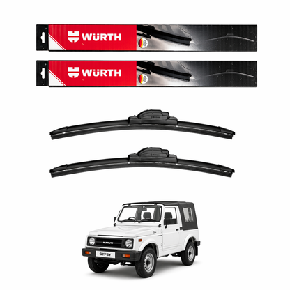 WÜRTH Soft Wiper Blade for Maruti Suzuki Gypsy | 14" + 14" Set | Flat Frameless | Streak-Free