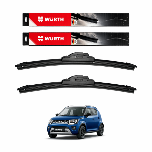 WÜRTH Soft Wiper Blade for Maruti Suzuki Ignis | 20" + 16" Set | Flat Frameless | Streak-Free