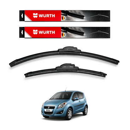 WÜRTH Soft Wiper Blade for Maruti Suzuki Ritz | 22" + 16" Set | Flat Frameless | Streak-Free